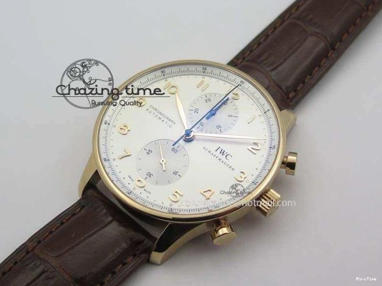 MIROTIME 0416 Portuguese Chrono RG IW371480 ZF 1:1 Best Edition White Dial On Brown Leather Strap A7750 V HighPerformance 7266